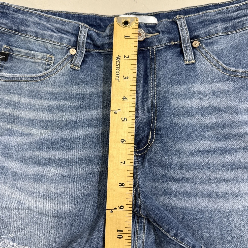 KanCan Shorts Womens 12/31 Blue Distressed High Rise Raw Hem Jean Denim KC5027TL - Picture 4 of 6